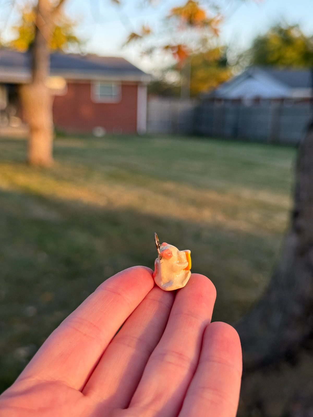 Mouse Ghost Necklace with Candy Corn | Handmade Ceramic