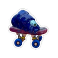 Die-Cut Sticker — Cute Blue Tardigrade on Skateboard (Whimsical Laptop Sticker)