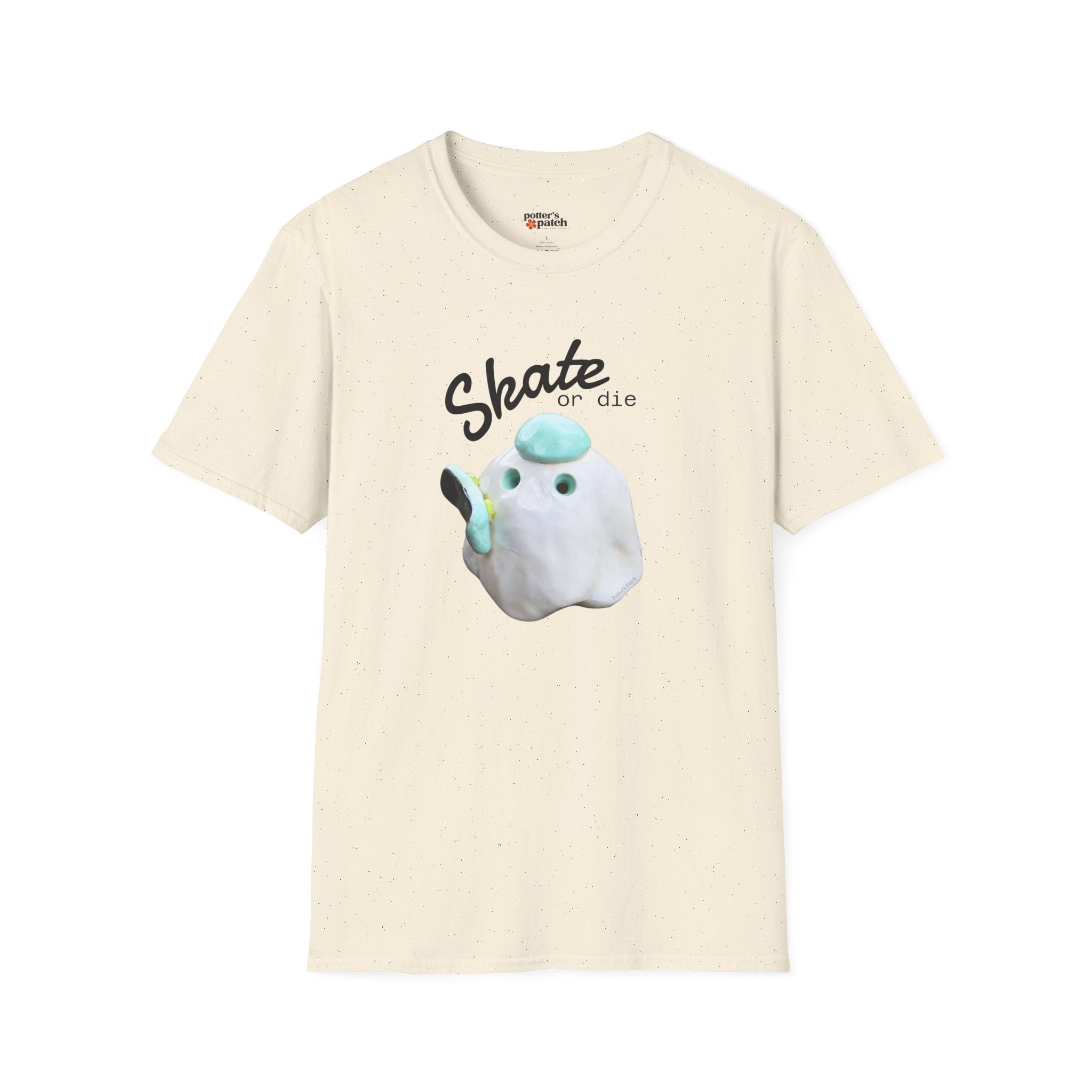 Skate or Die Ghost with Skateboard Deck T-Shirt | Skateboarder tee