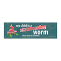 Skateboarding Worm Magnet Car Magnet | Worm on Skateboard with Party Hat, Humorous Quote