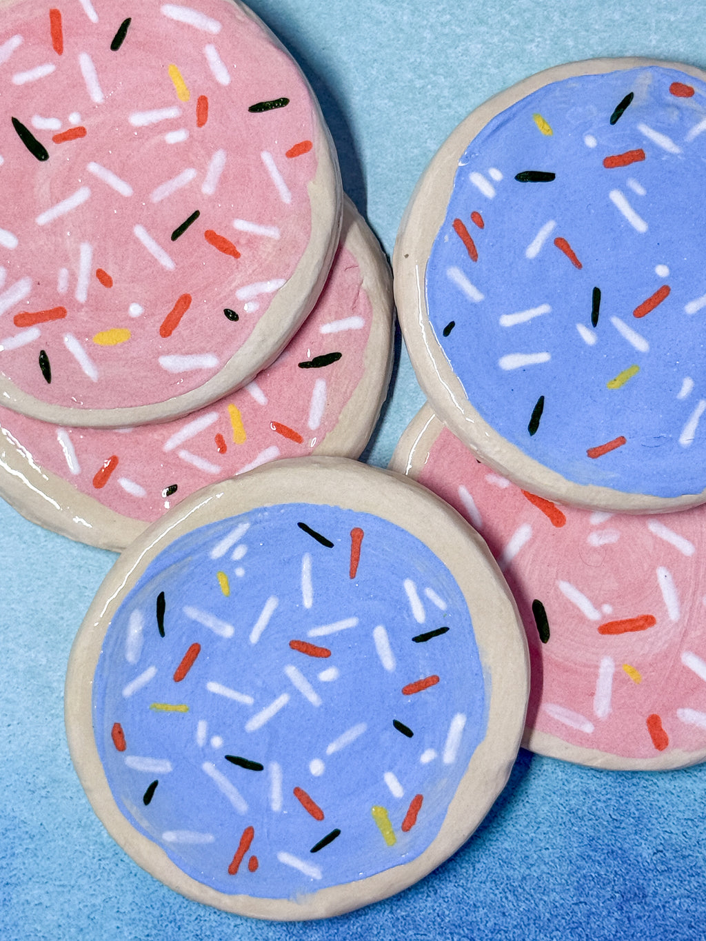 Sprinkle Icing Cookie Coaster — Handmade Ceramic, 3"