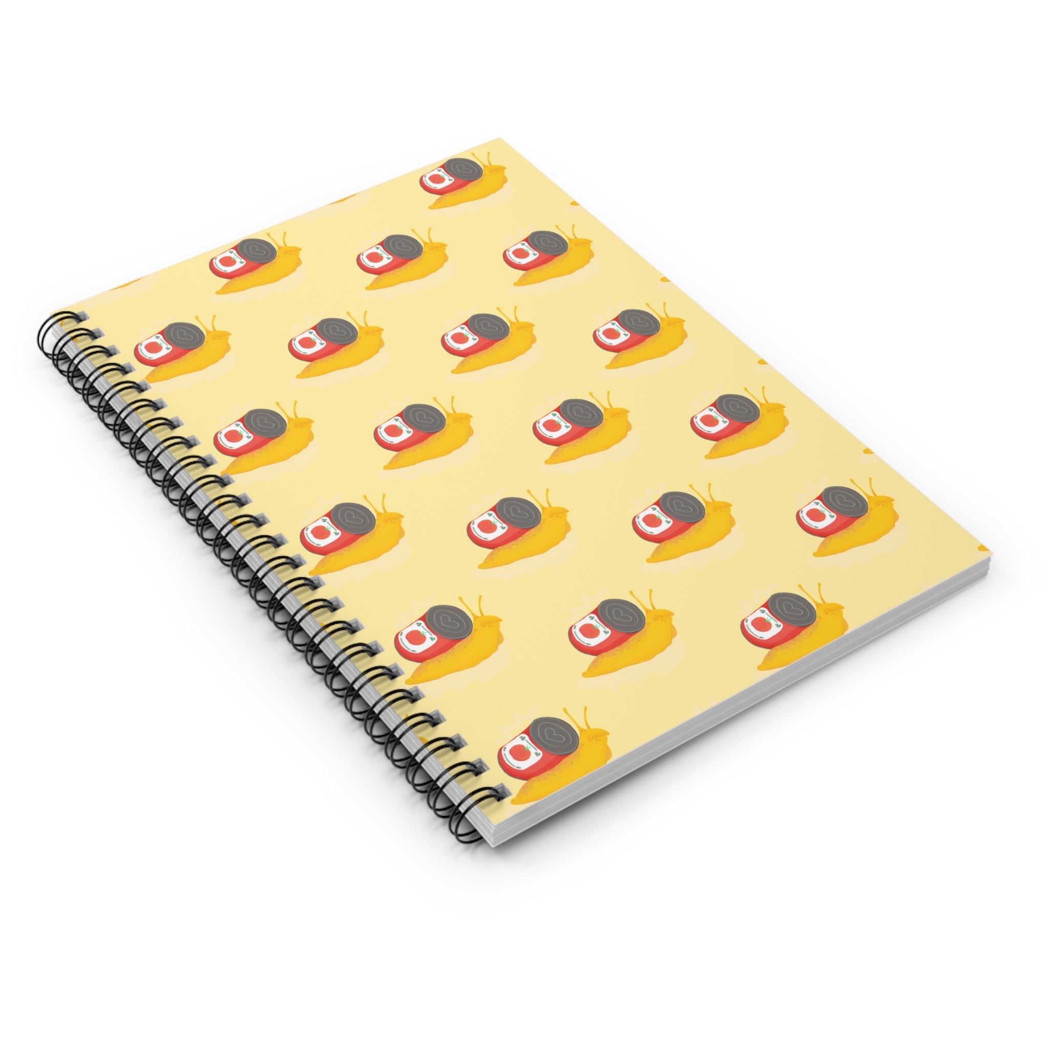 Yellow Snail & Tomato Soup Spiral Notebook — Kawaii Ruled Journal