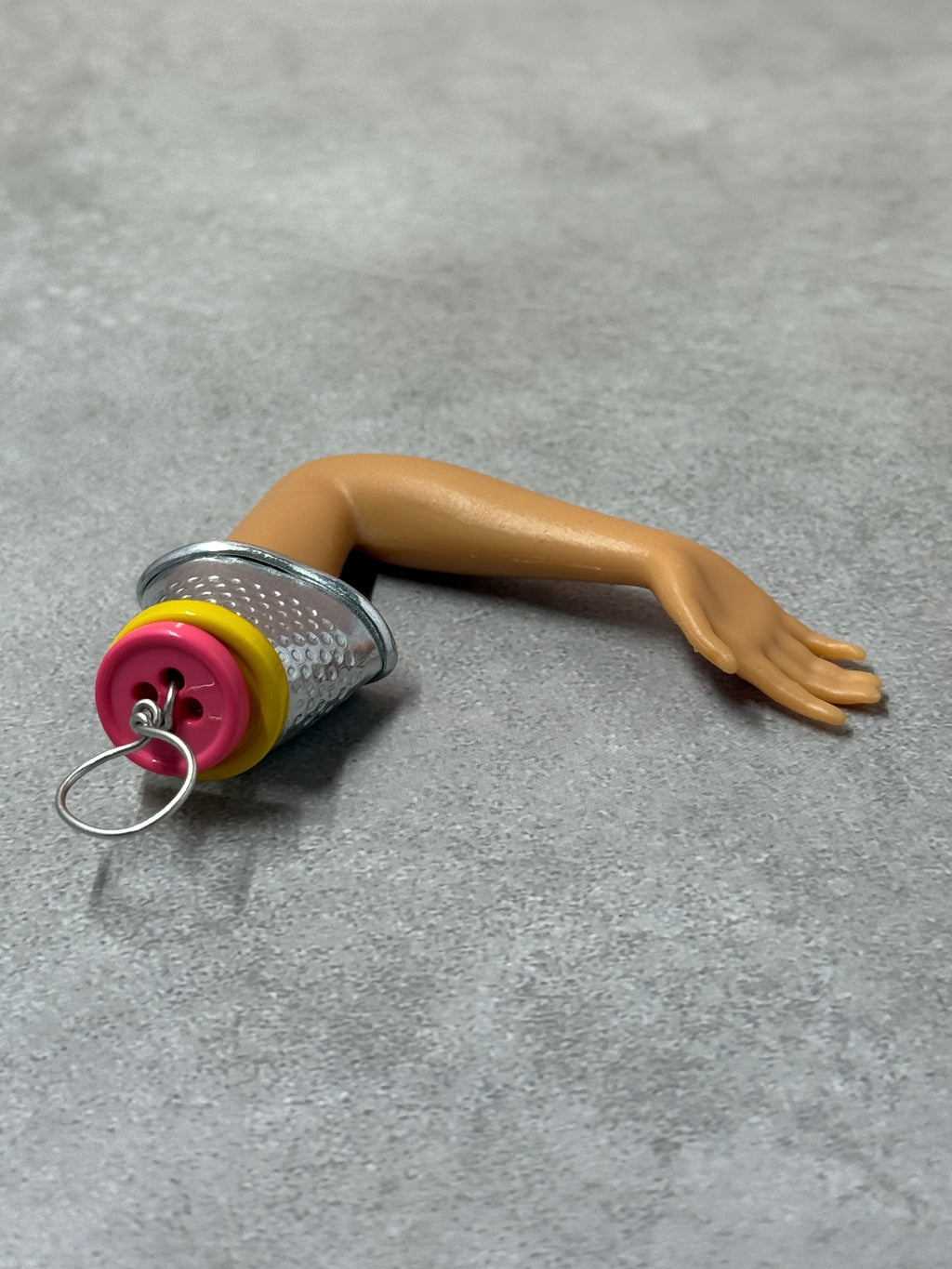 Hi Barbie! Up-Cycled Toy Button & Thimble Keychain