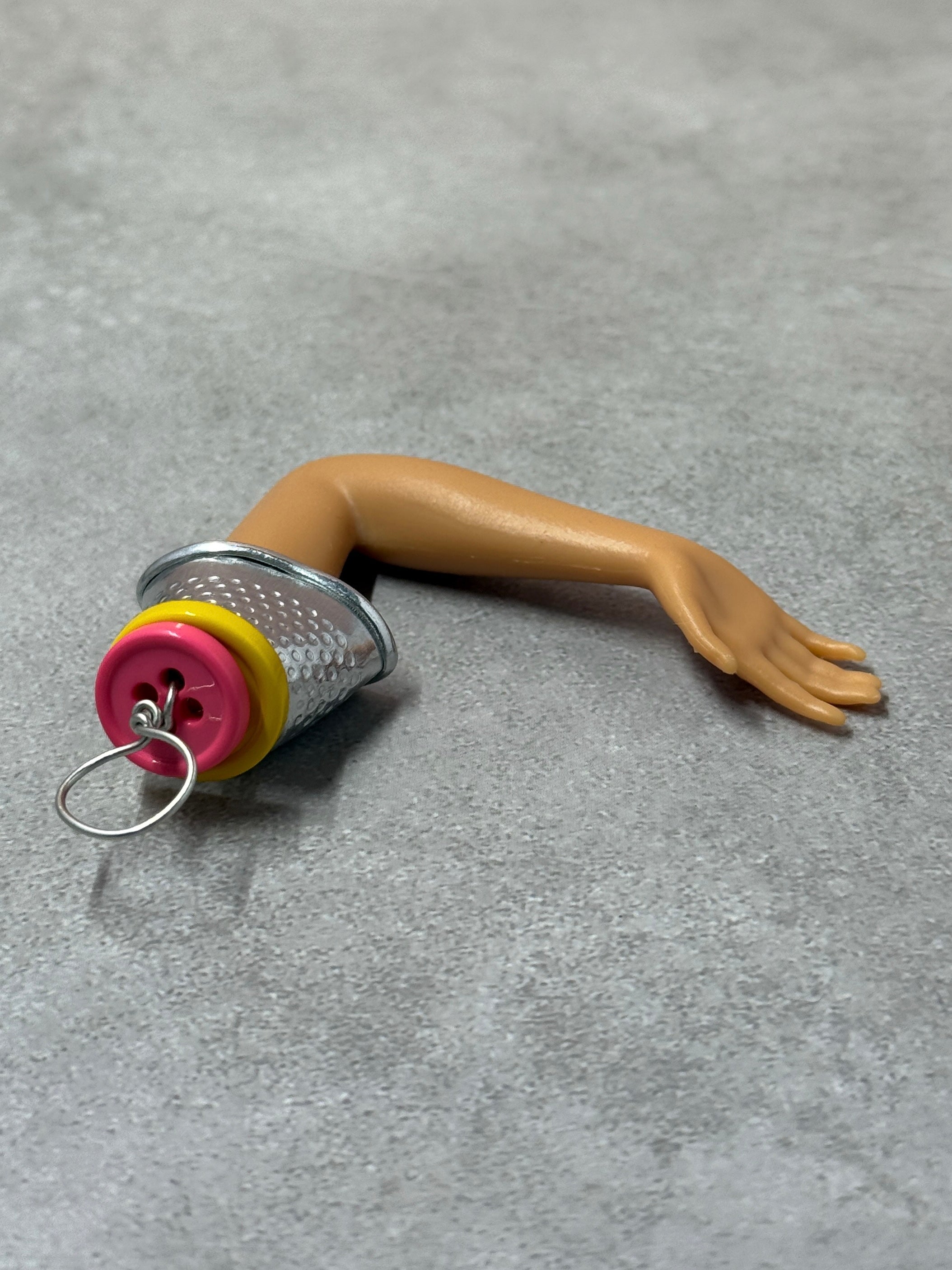 Hi Barbie! Up-Cycled Toy Button & Thimble Keychain