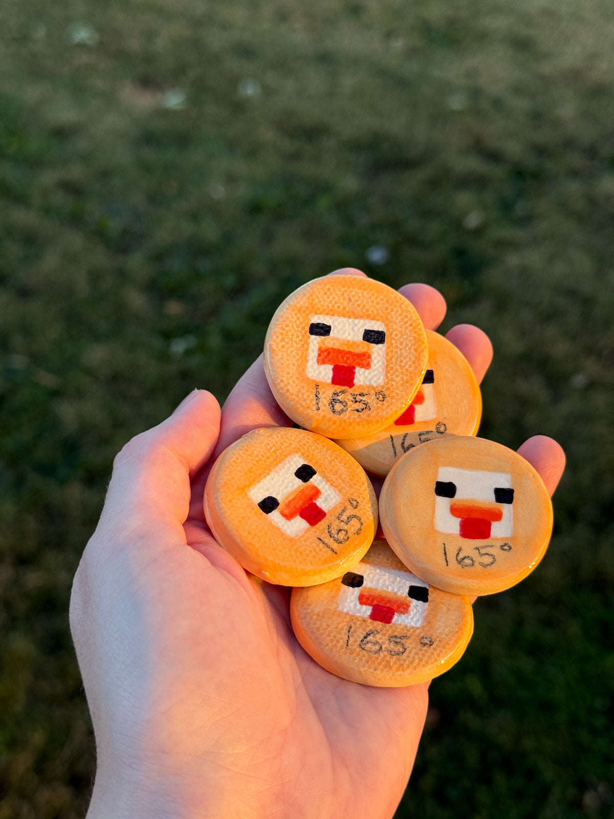 Pixel Chicken Fridge Magnet – Handmade Minecraft Ceramic 165°F