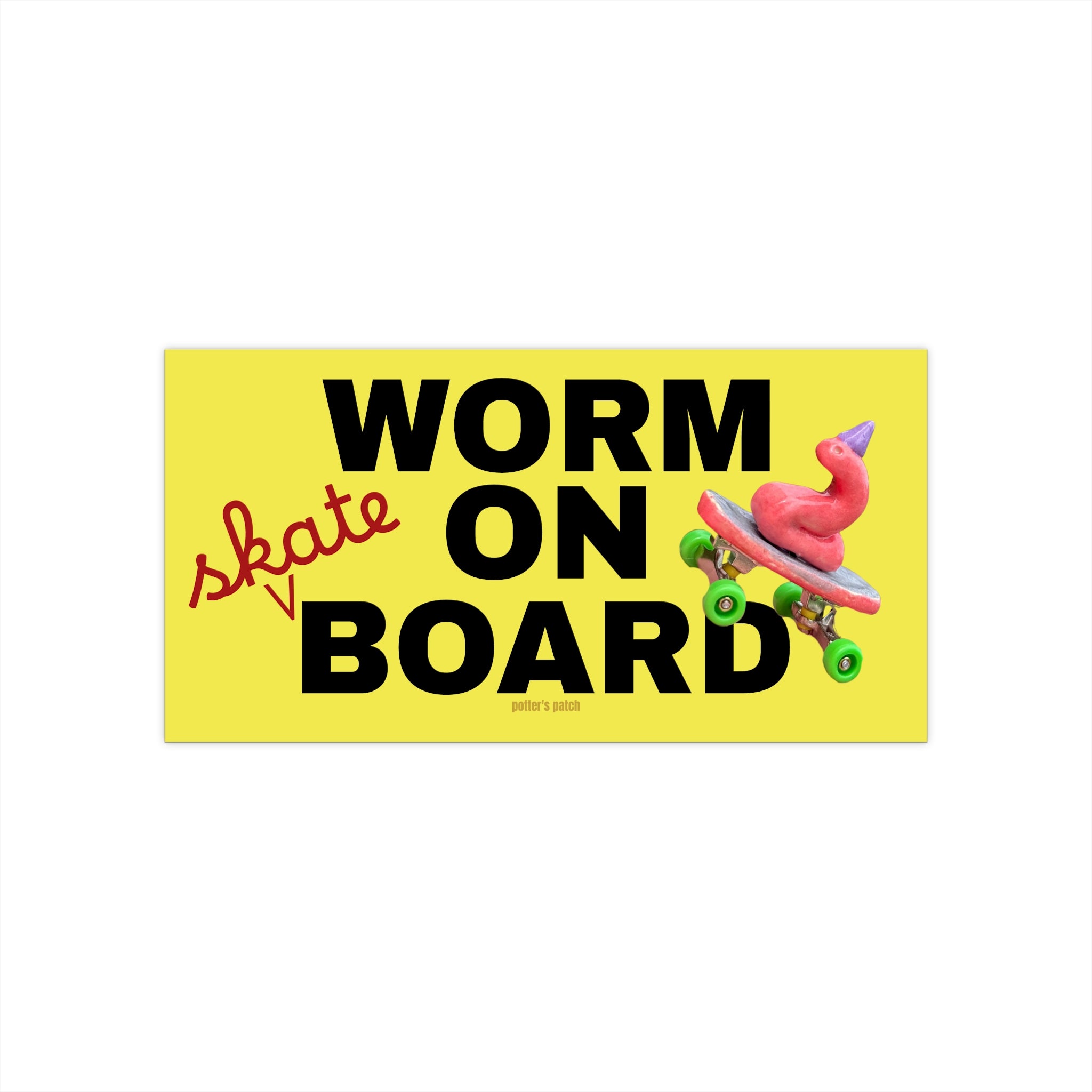 Worm On Board Bumper Sticker | Skateboard Worm Vinyl Decal