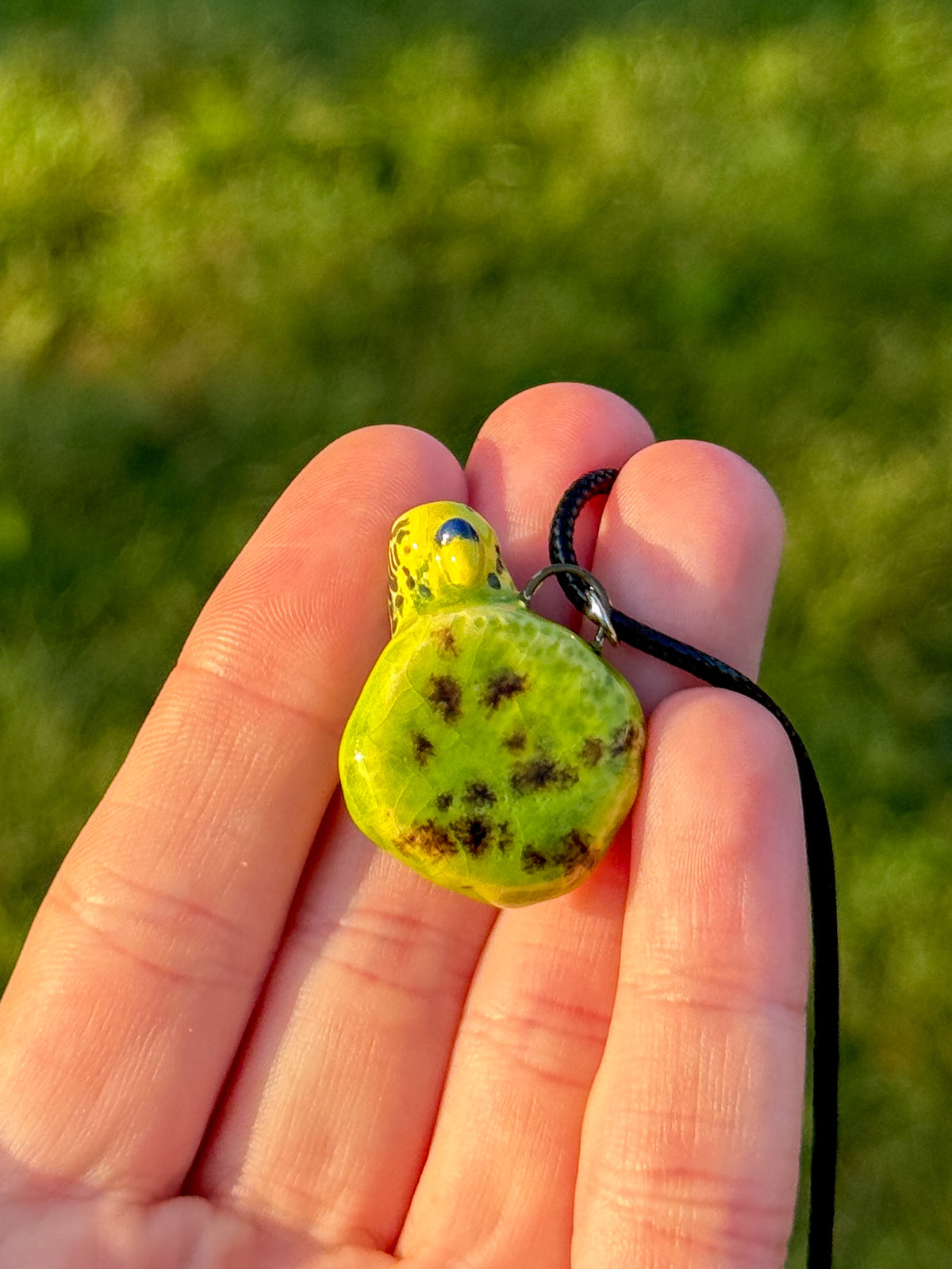Handmade Ceramic Budgie Necklace Bird Pendant