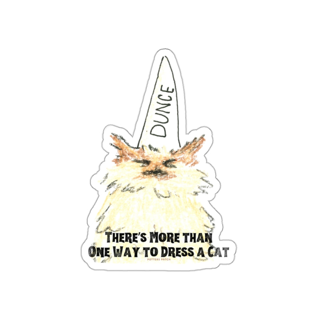 More Than One Way To Dress A Cat- Dunce Hat Ragdoll Cat Die-Cut Sticker
