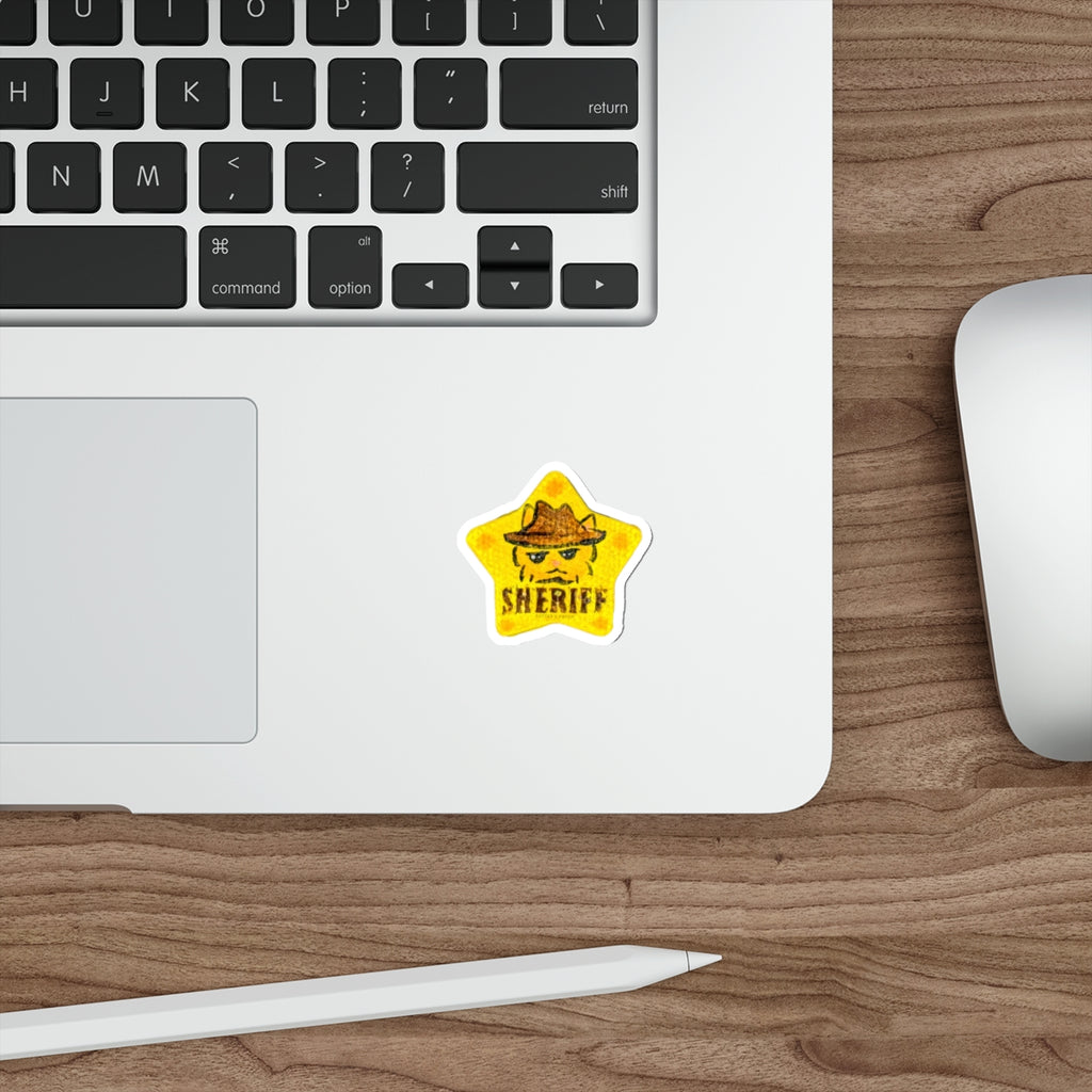 Cowboy Cat Sheriff Star Die-Cut Vinyl Sticker