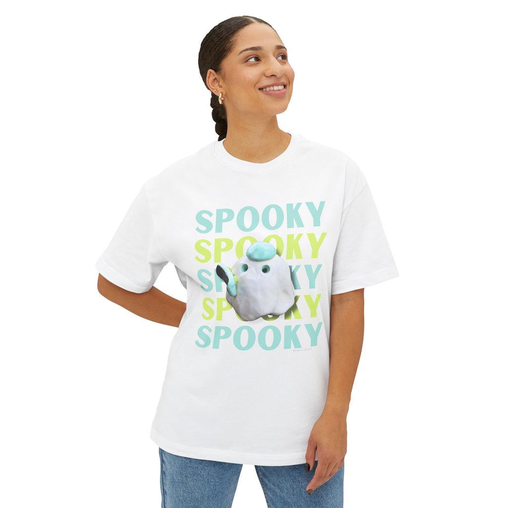 Spooky Ghost Skater Tee — Cute Pastel Halloween Skateboard Oversized T-Shirt