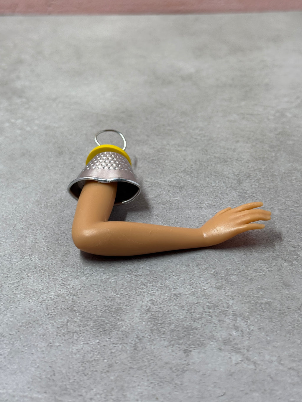 Hi Barbie! Up-Cycled Toy Button & Thimble Keychain