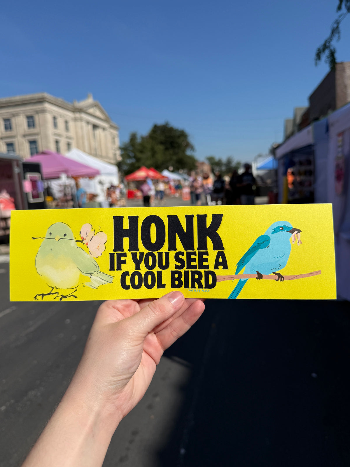 Car Magnet — "Honk If You See a Cool Bird" Cute Bird Graphic