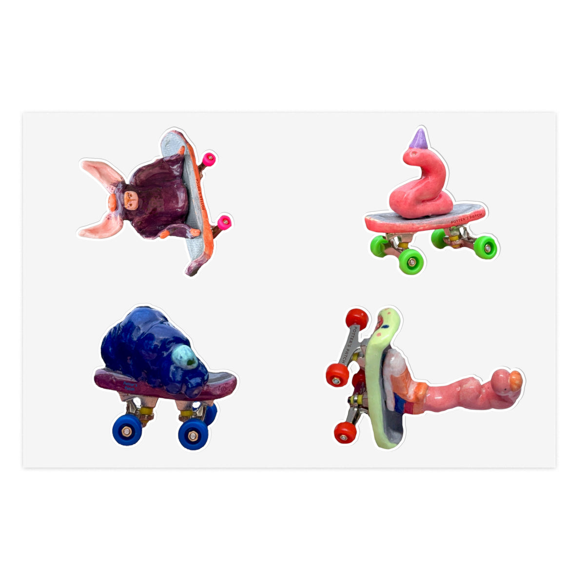 Skateboarding Creature Sticker Sheet | Vinyl Decals