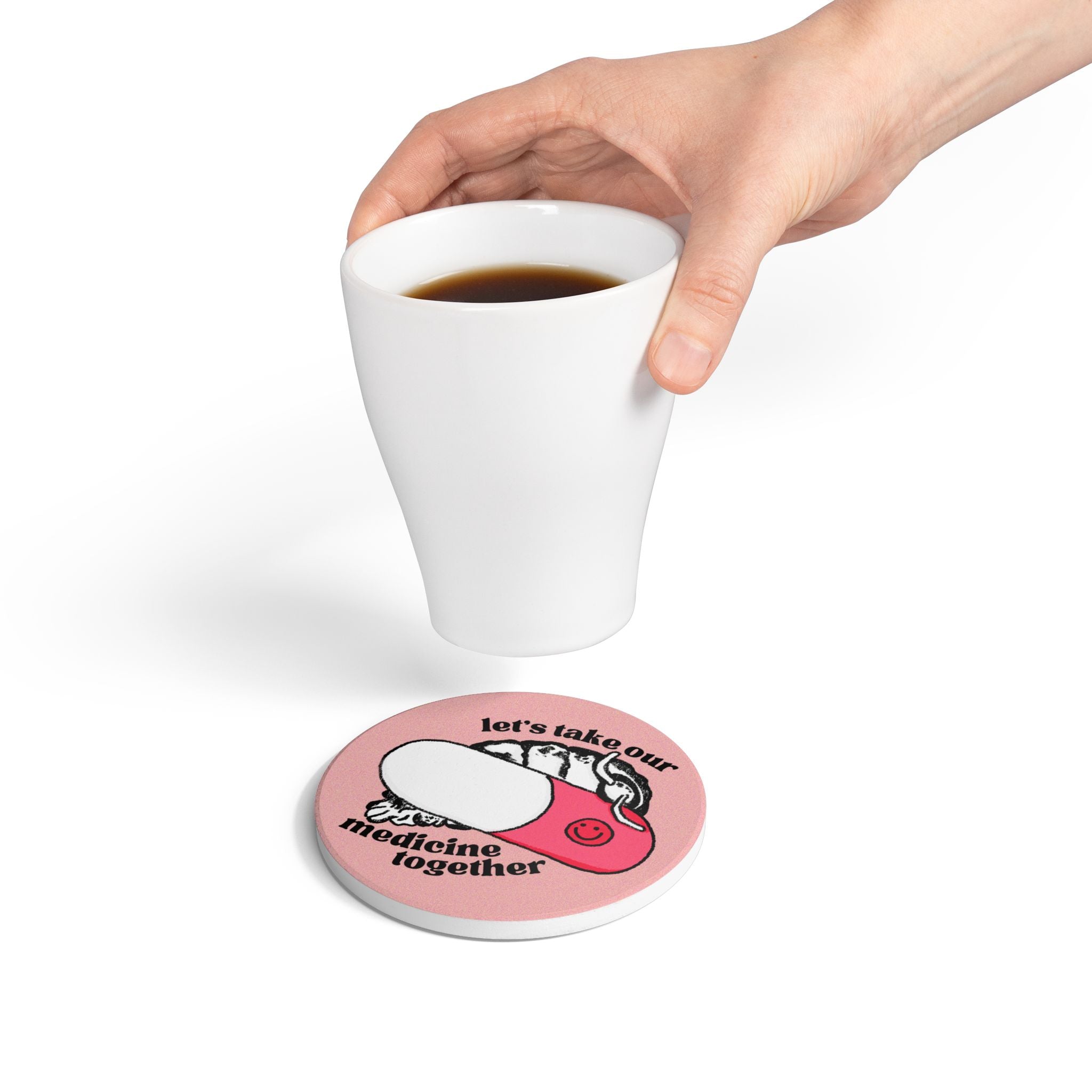 Isopod on a Pink Pill Ceramic Coaster | Bug Art Illustration