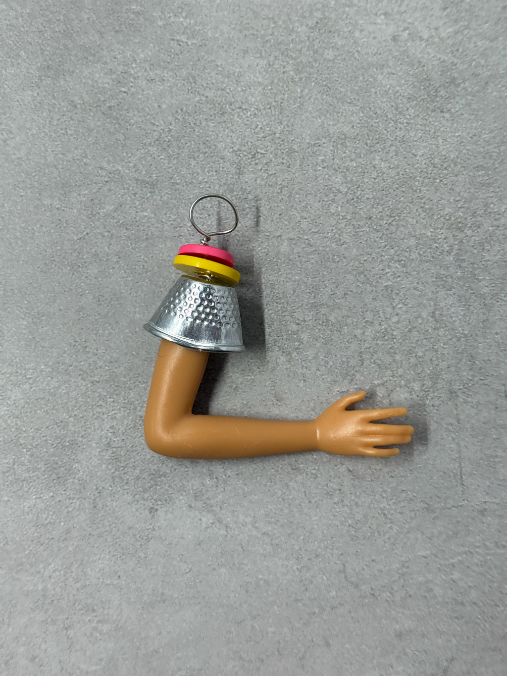 Hi Barbie! Up-Cycled Toy Button & Thimble Keychain