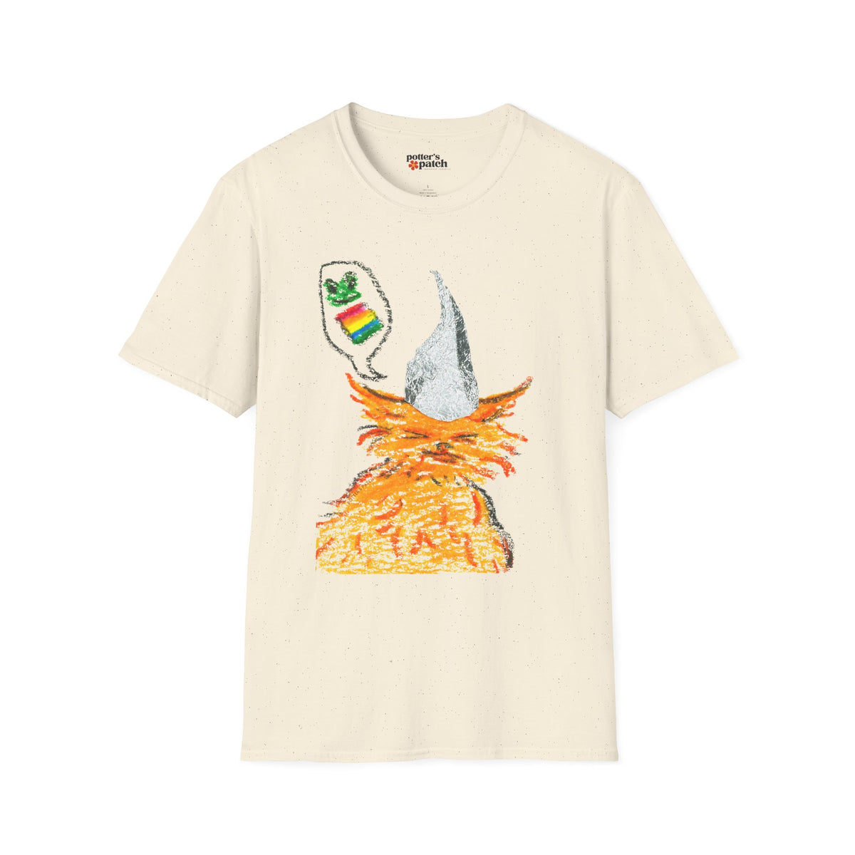 Orange Cat Conspiracy Theorist Hand Drawn Unisex Softstyle T-Shirt Frogs are Gay It's in the Water Funny Shirt