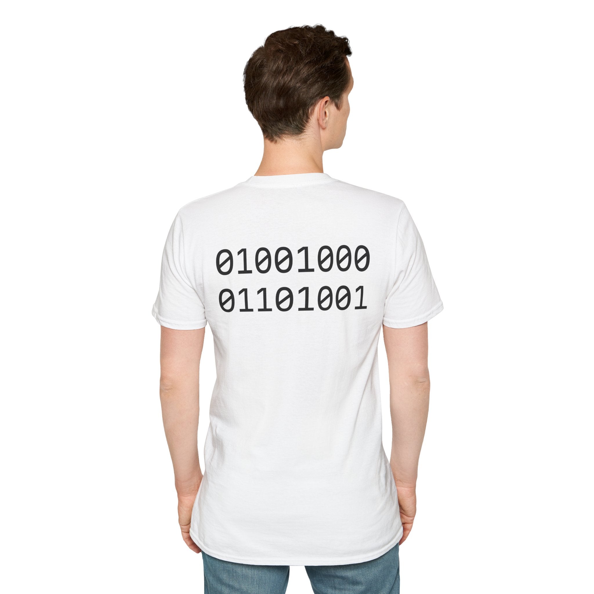 Rainbow Sweater Dinosaur T-Shirt Binary Back | Cute Dino Retro Graphic Tee