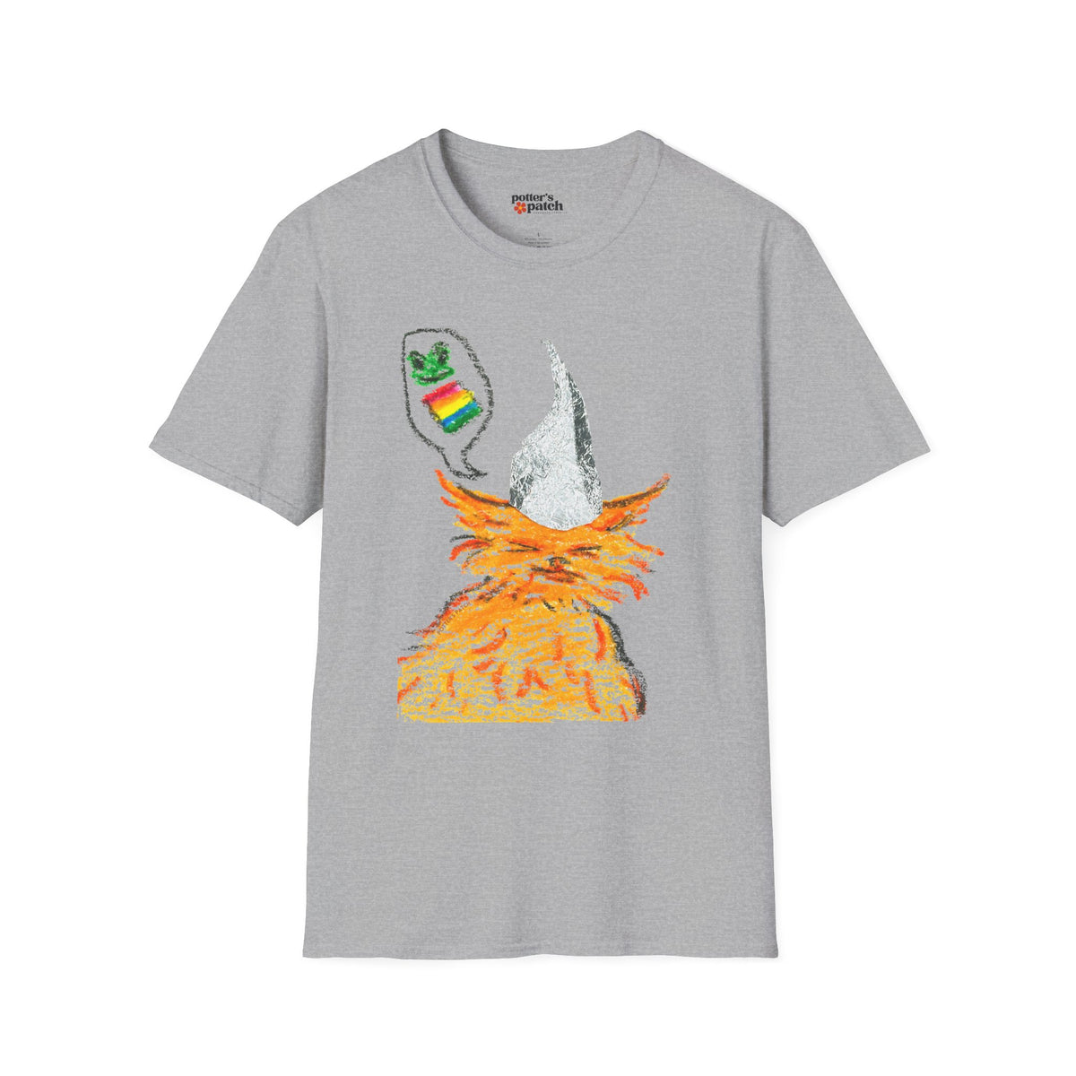 Orange Cat Conspiracy Theorist Hand Drawn Unisex Softstyle T-Shirt Frogs are Gay It's in the Water Funny Shirt