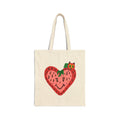 Cute Strawberry with Caterpillar Tote Bag | Hand-Drawn Colorful Canvas