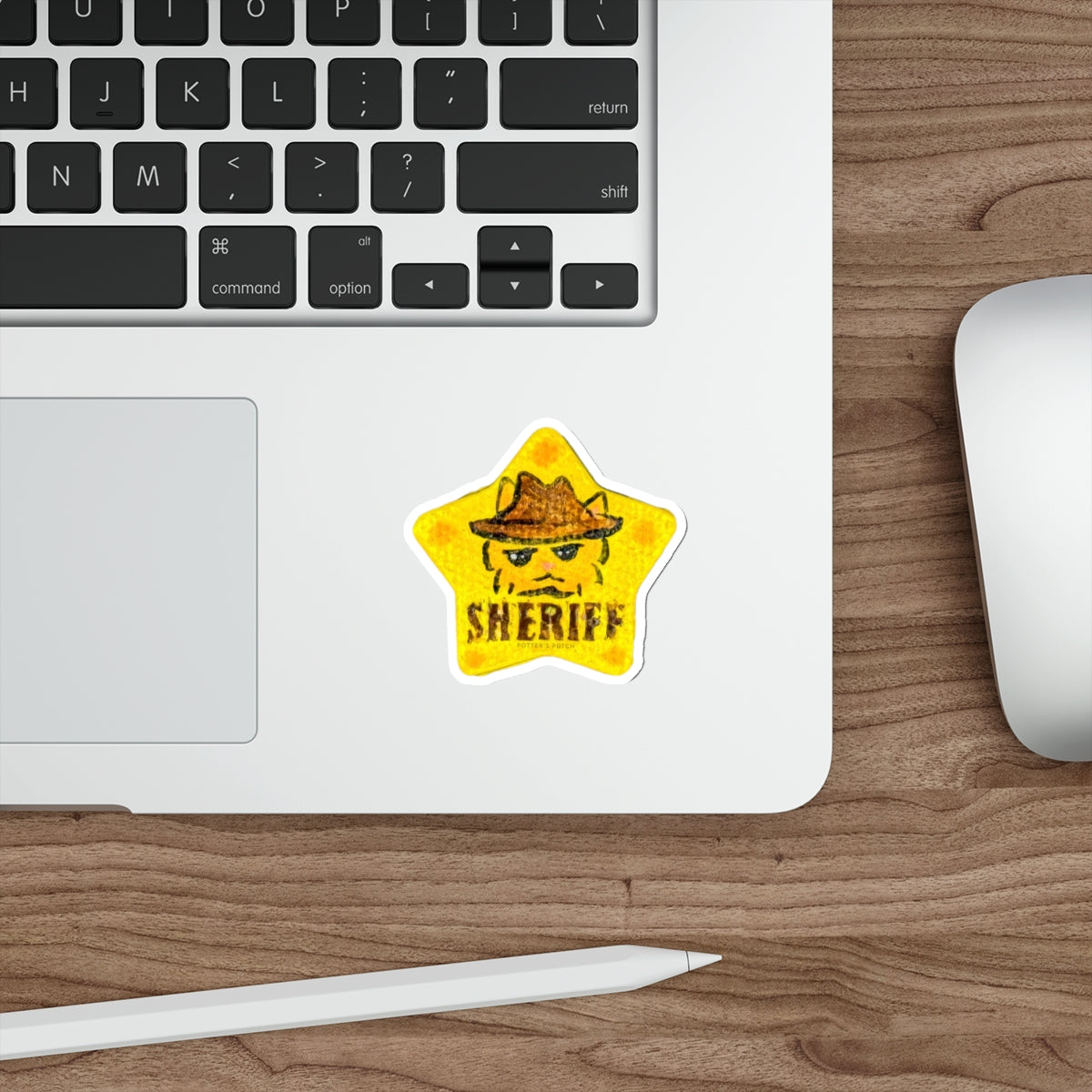 Cowboy Cat Sheriff Star Die-Cut Vinyl Sticker