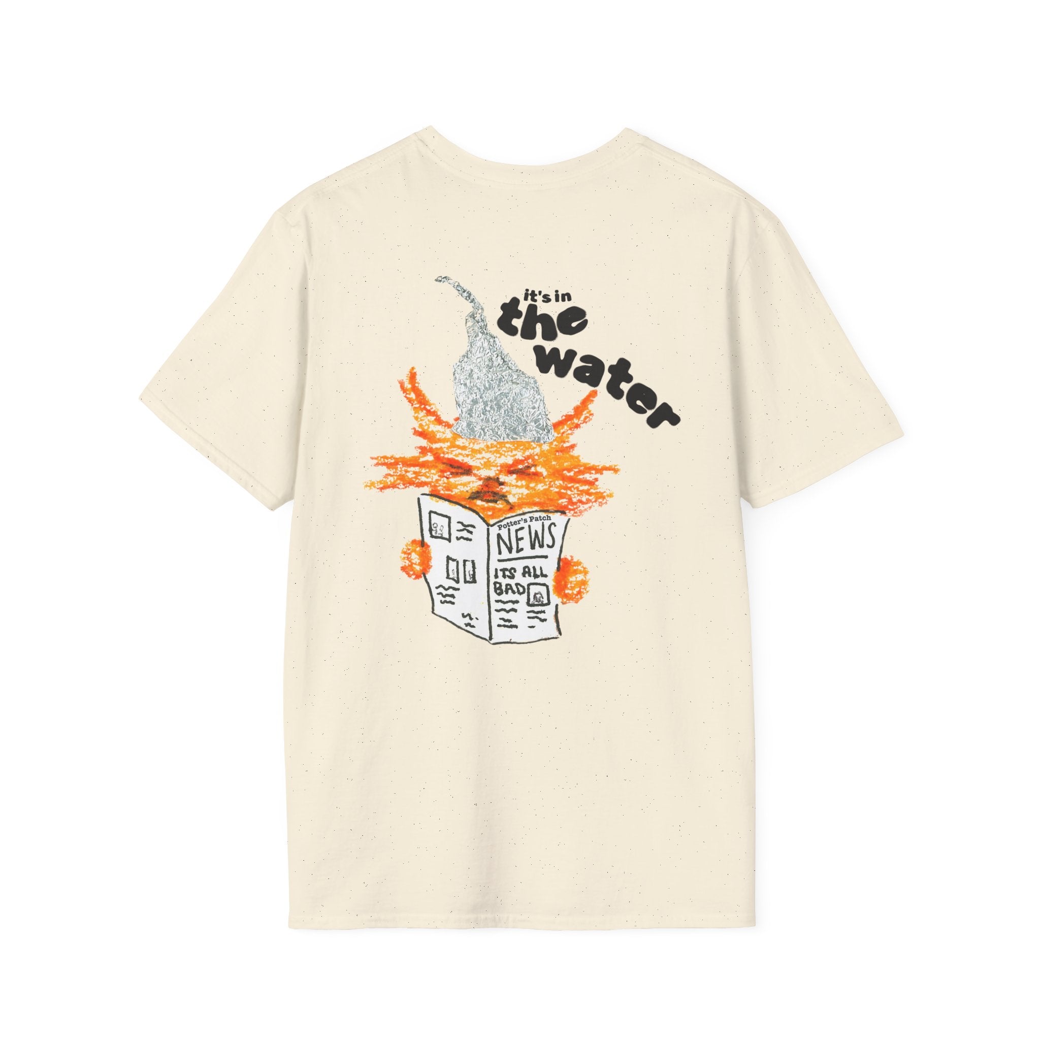 Orange Cat Conspiracy Theorist Hand Drawn Unisex Softstyle T-Shirt Frogs are Gay It's in the Water Funny Shirt