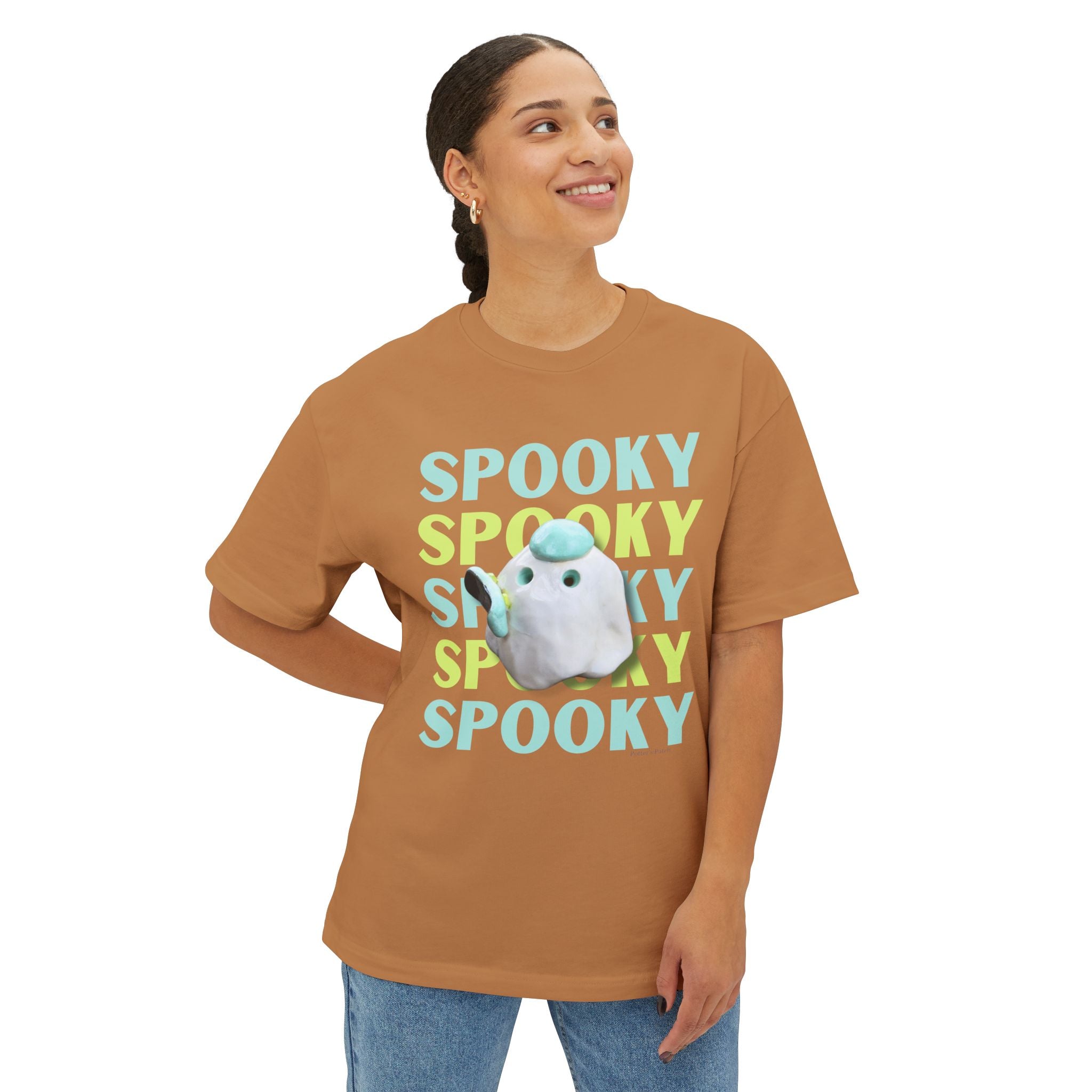 Spooky Ghost Skater Tee — Cute Pastel Halloween Skateboard Oversized T-Shirt