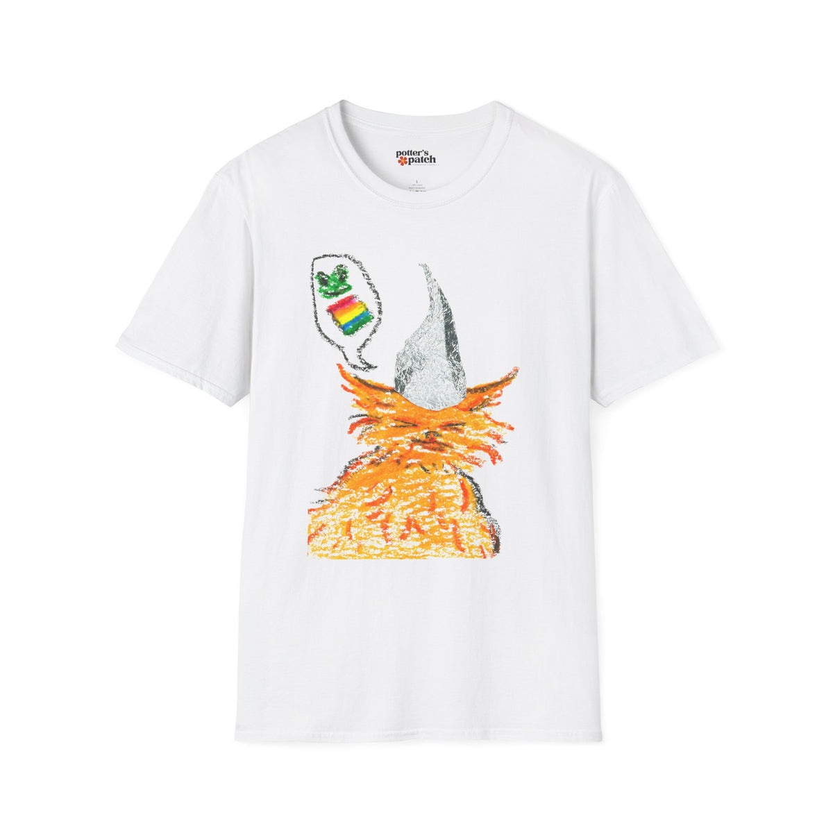 Orange Cat Conspiracy Theorist Hand Drawn Unisex Softstyle T-Shirt Frogs are Gay It's in the Water Funny Shirt