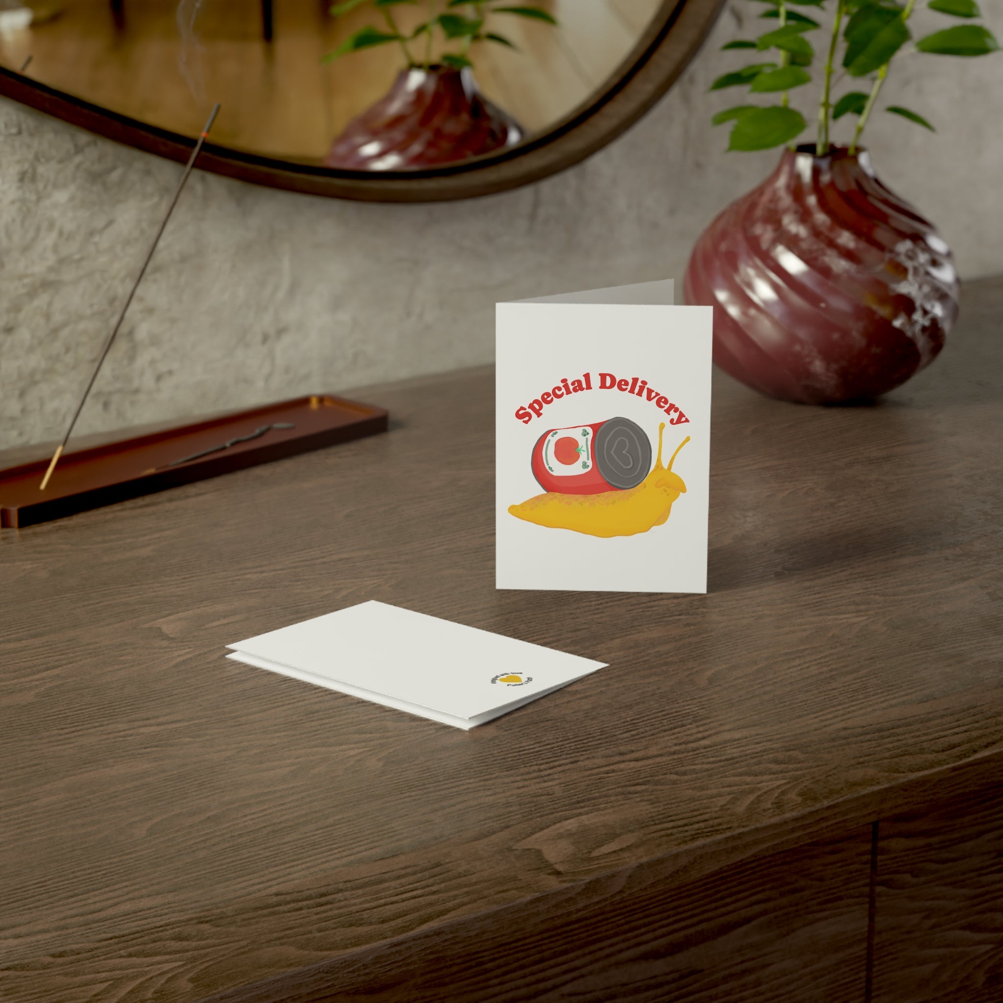 Special Delivery Snail Greeting Cards | Funny Food Illustration Card