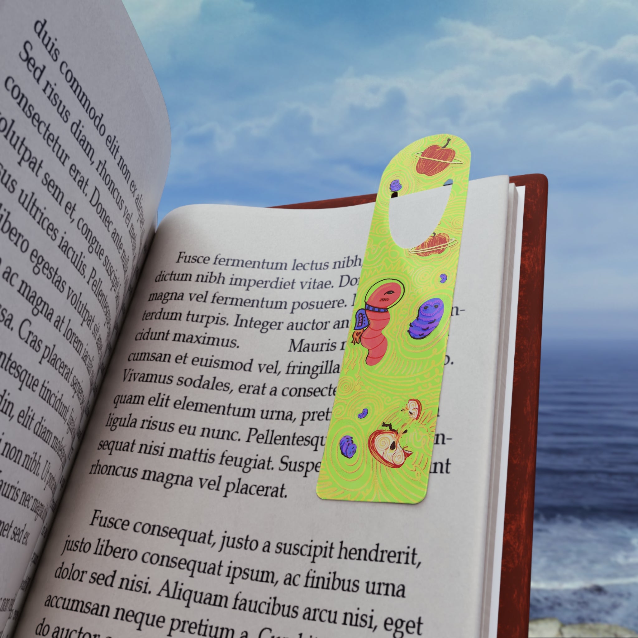 Astronaut Worm Among Apple Planets Bookmark