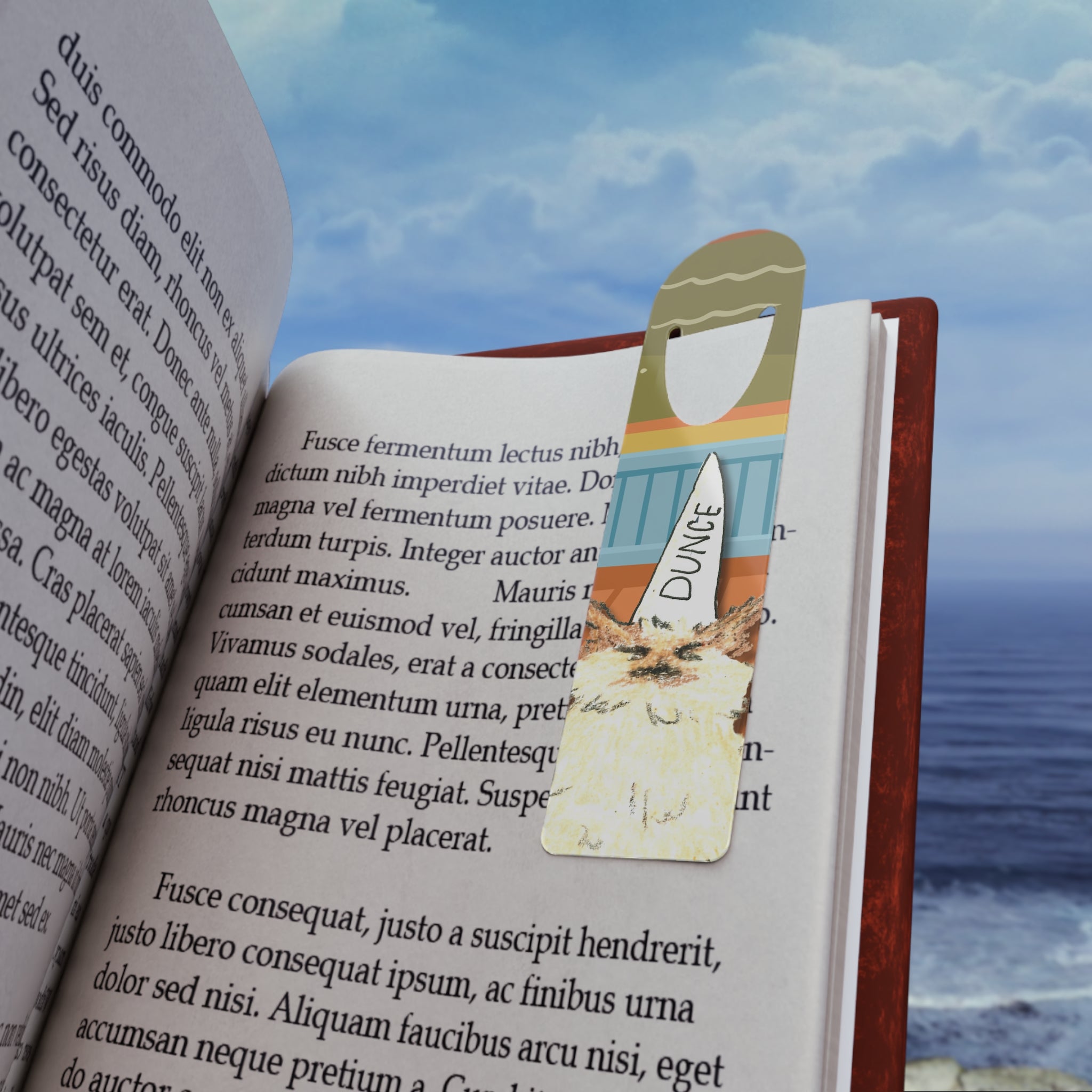 Dunce Cat bookmark | Metal bookmark with illustrated grumpy cat