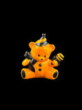 Halloween Teddy Bear Figurine | Handmade Orange & Black Ceramic