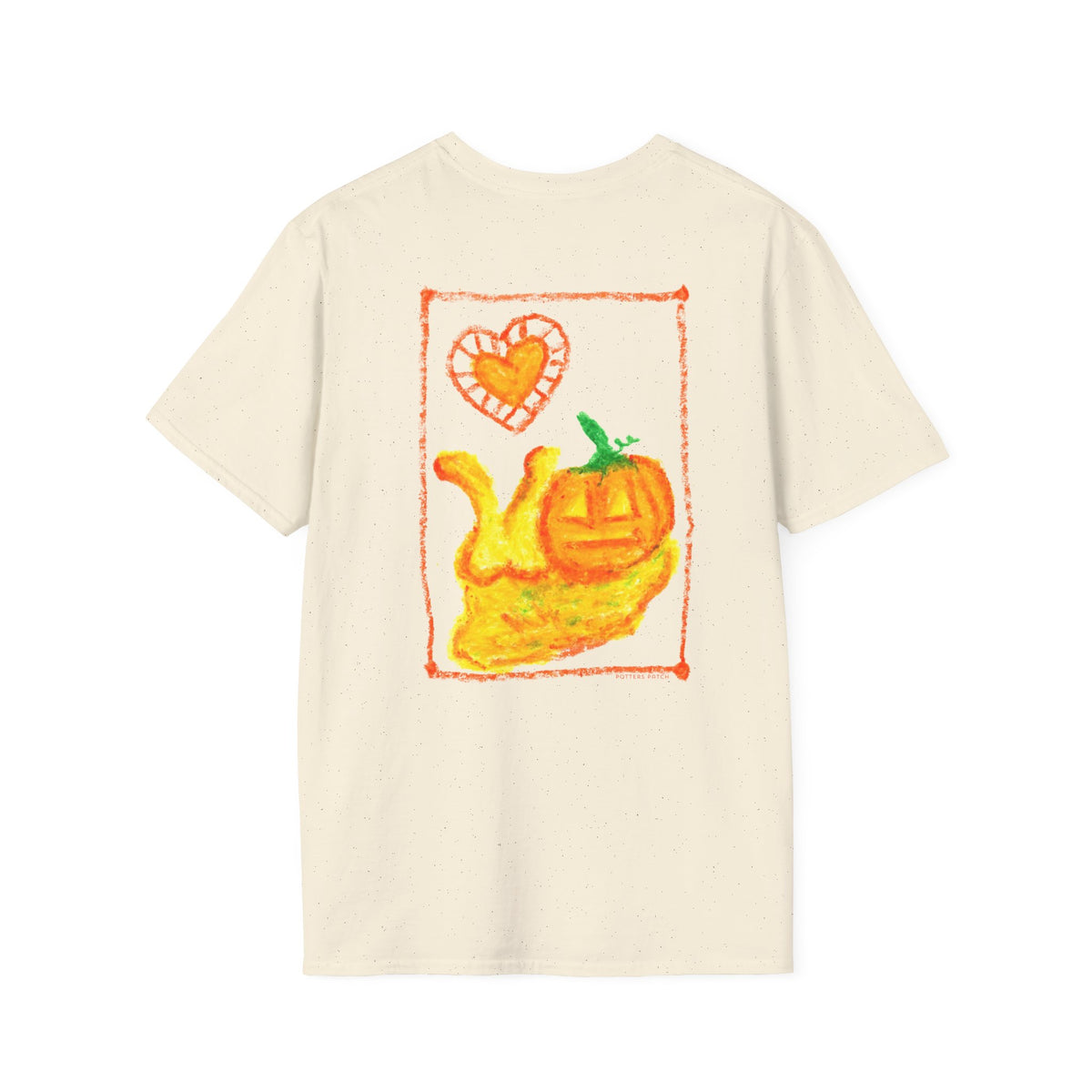 Hand-Drawn Orange Heart Snail T-Shirt — Halloween Snail with Pumpkin Shell