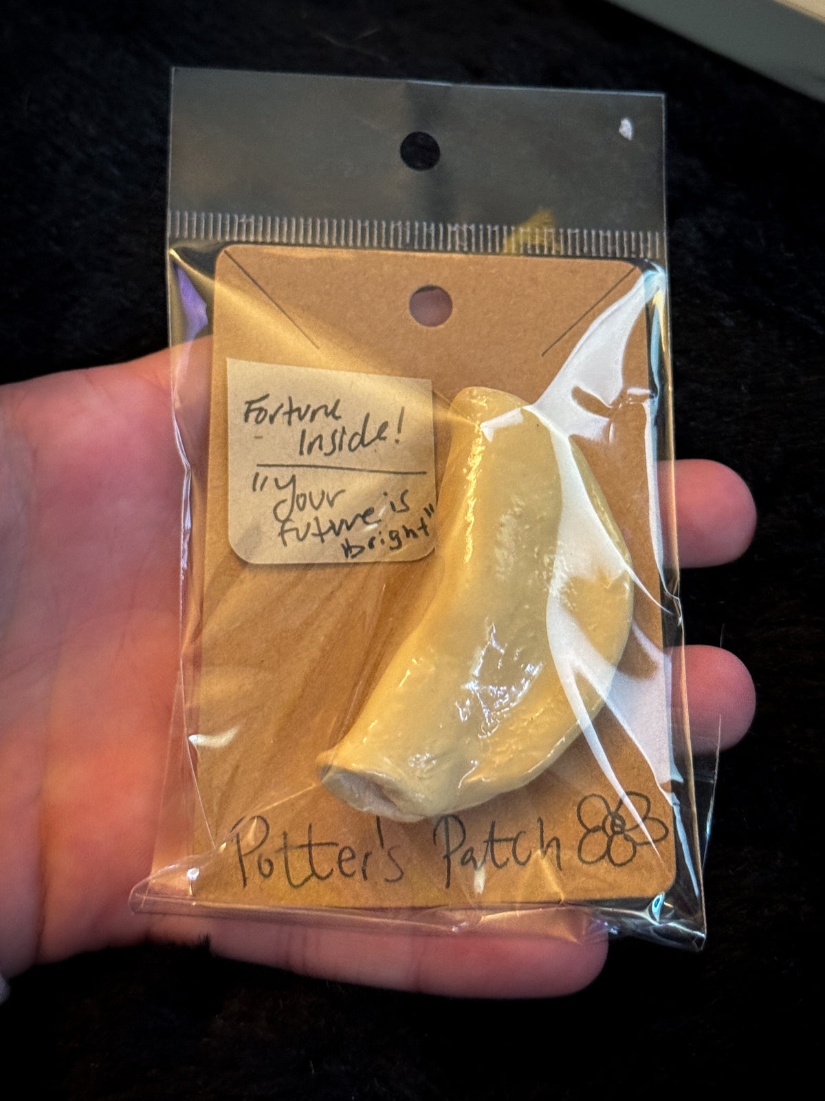 Handmade Ceramic Fortune Cookie with Paper Fortune