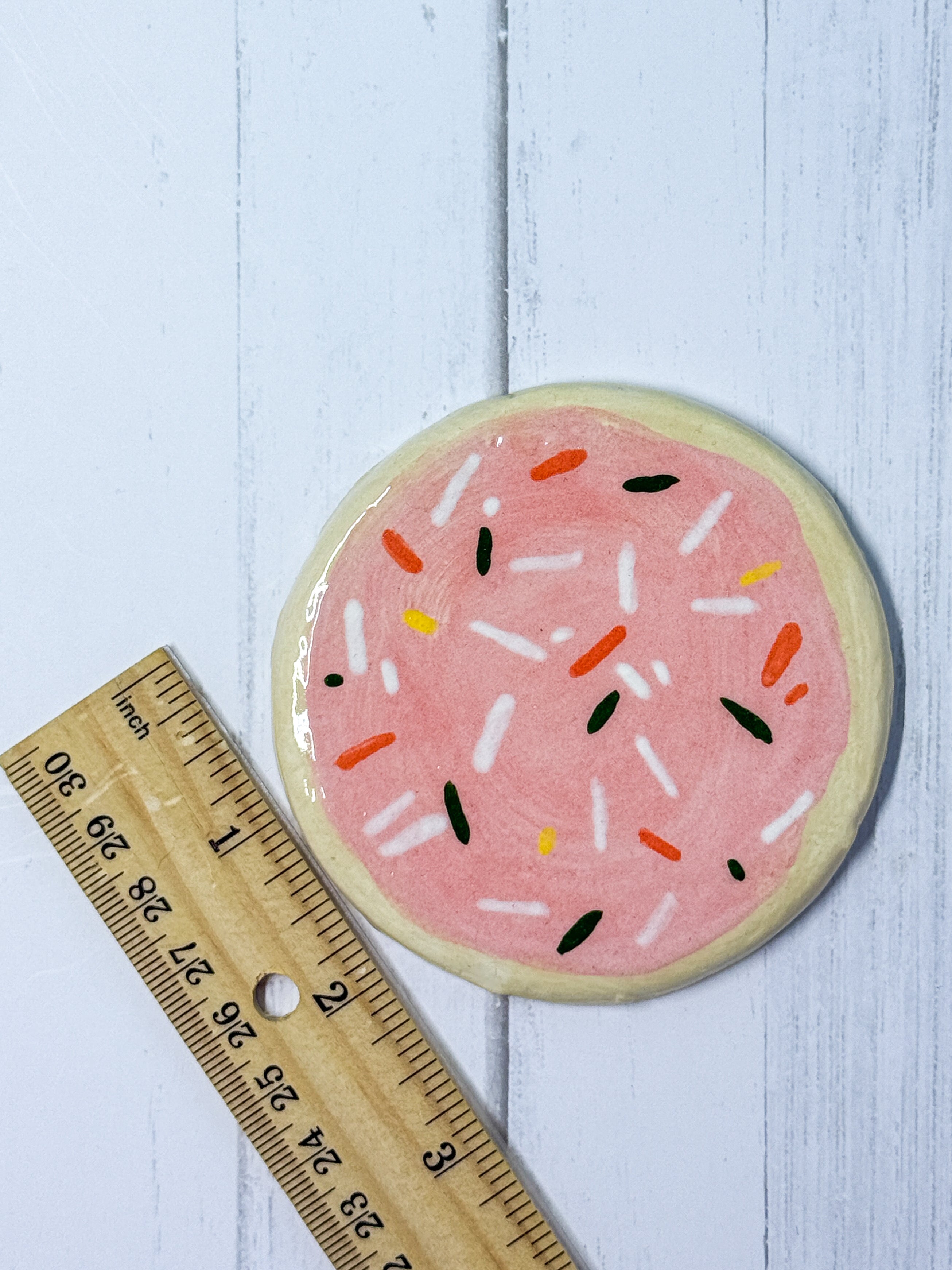 Sprinkle Icing Cookie Coaster — Handmade Ceramic, 3"