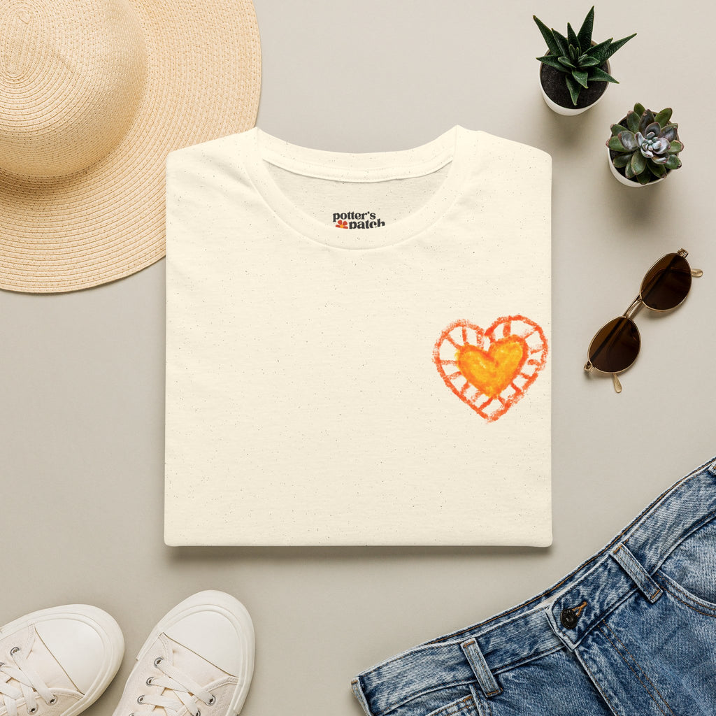 Hand-Drawn Orange Heart Snail T-Shirt — Halloween Snail with Pumpkin Shell
