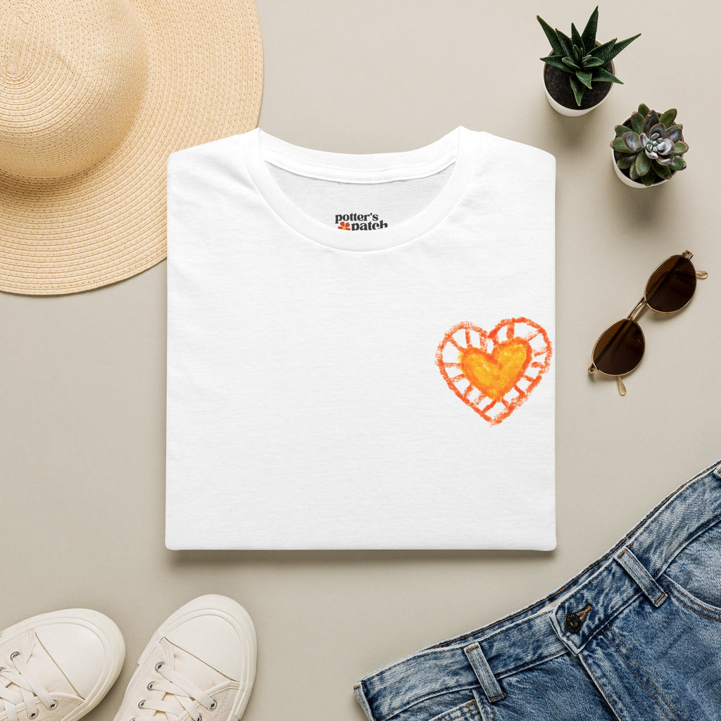 Hand-Drawn Orange Heart Snail T-Shirt — Halloween Snail with Pumpkin Shell
