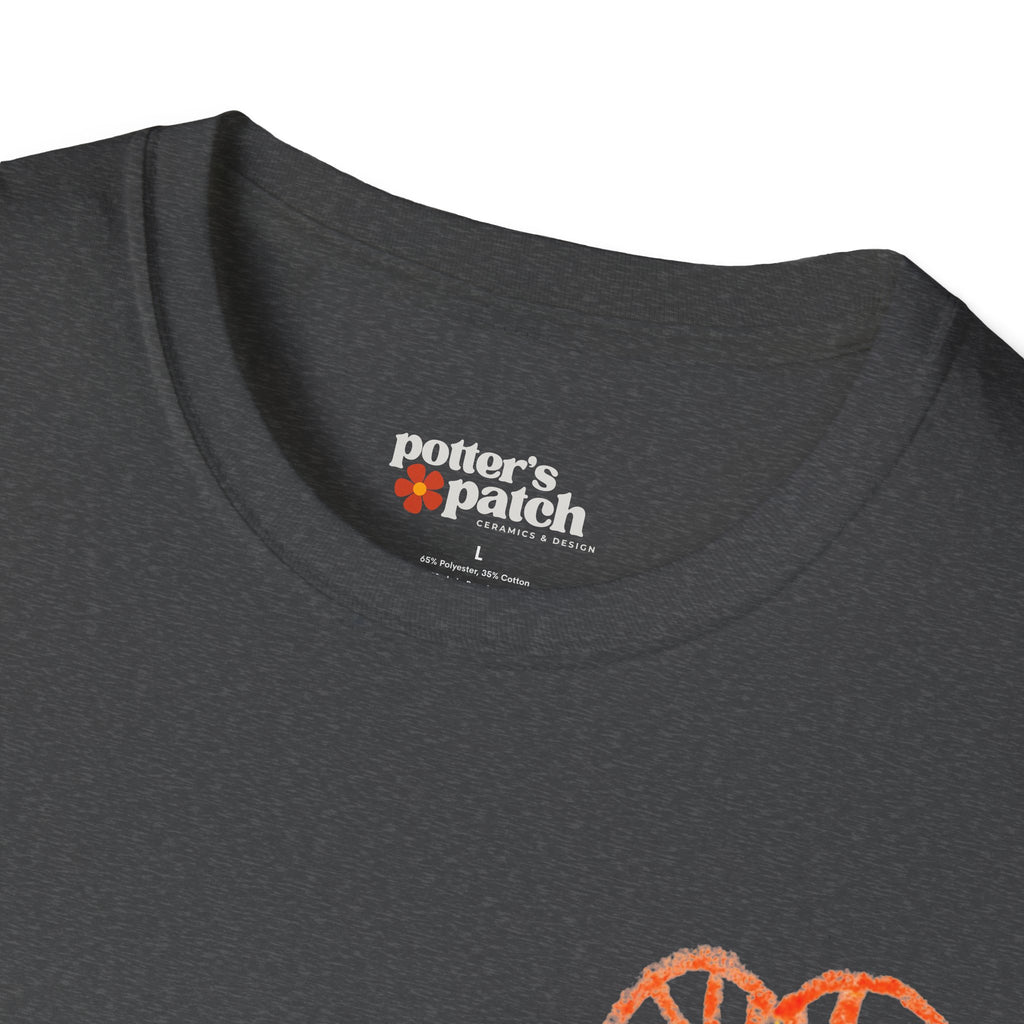 Hand-Drawn Orange Heart Snail T-Shirt — Halloween Snail with Pumpkin Shell
