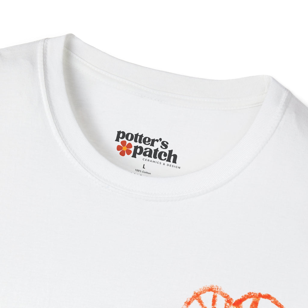 Hand-Drawn Orange Heart Snail T-Shirt — Halloween Snail with Pumpkin Shell