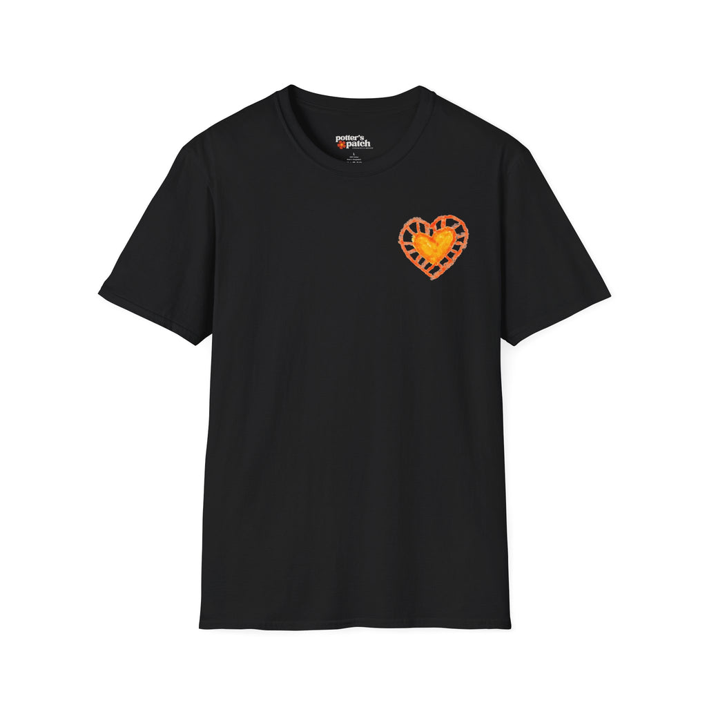 Hand-Drawn Orange Heart Snail T-Shirt — Halloween Snail with Pumpkin Shell