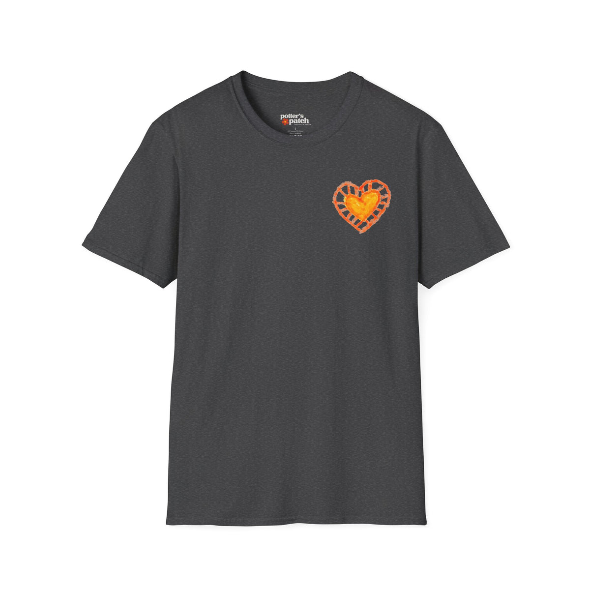 Hand-Drawn Orange Heart Snail T-Shirt — Halloween Snail with Pumpkin Shell