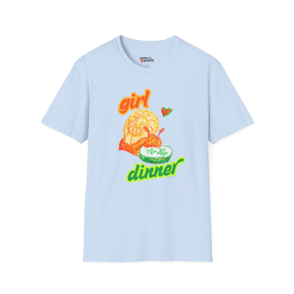 Girl Dinner T‑Shirt — Cute Retro Snail and Cucumber Graphic Tee