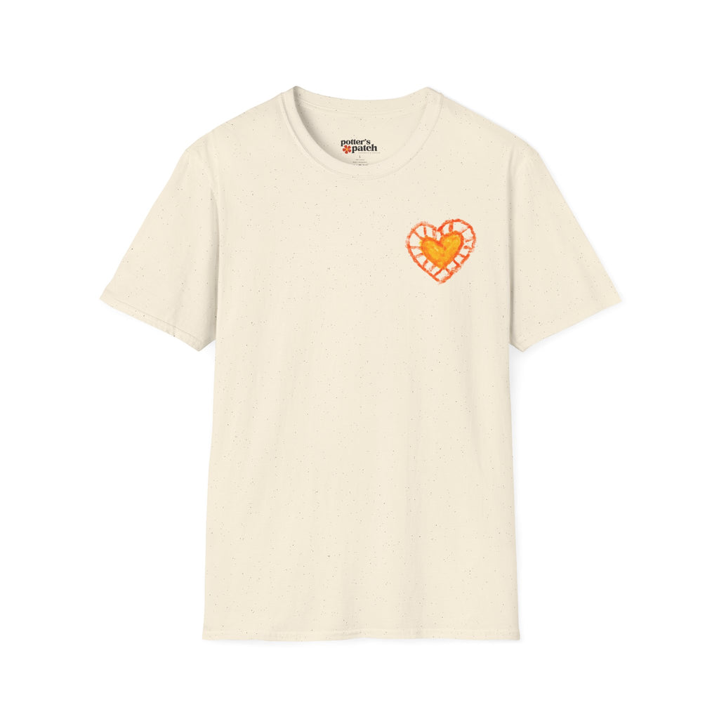 Hand-Drawn Orange Heart Snail T-Shirt — Halloween Snail with Pumpkin Shell