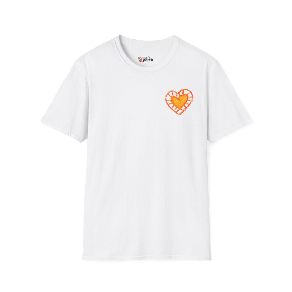 Hand-Drawn Orange Heart Snail T-Shirt — Halloween Snail with Pumpkin Shell