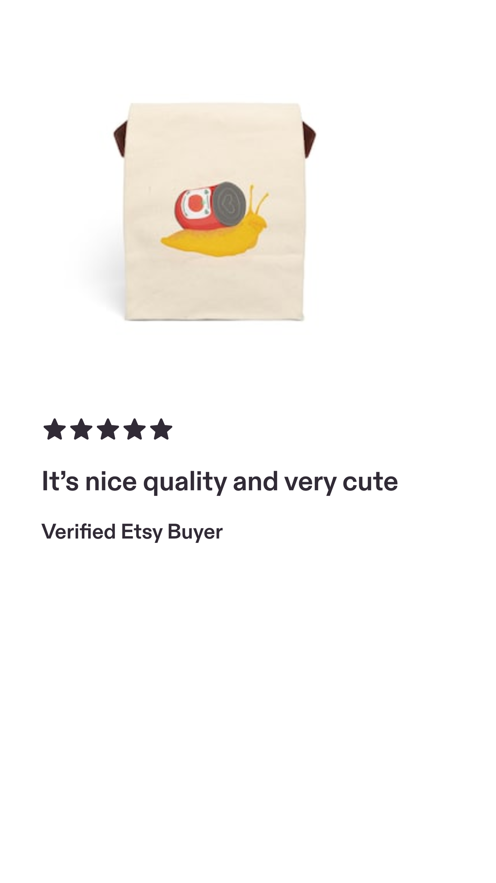 Snail Carrying Soup Canvas Lunch Bag with Strap | Cute Foodie Illustration