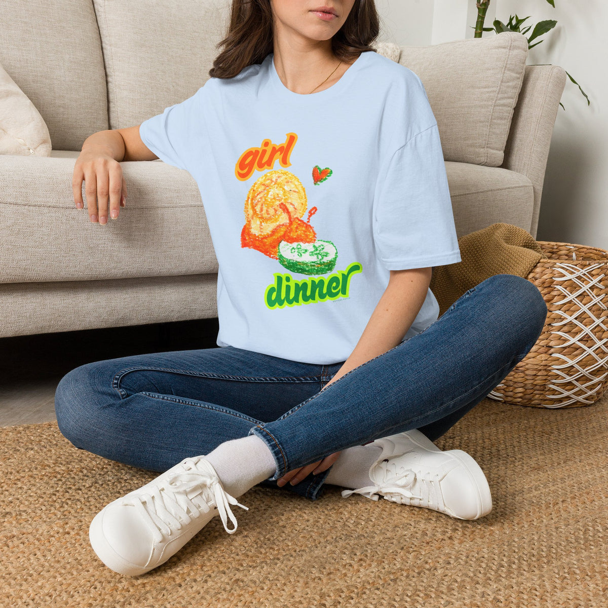 Girl Dinner T‑Shirt — Cute Retro Snail and Cucumber Graphic Tee