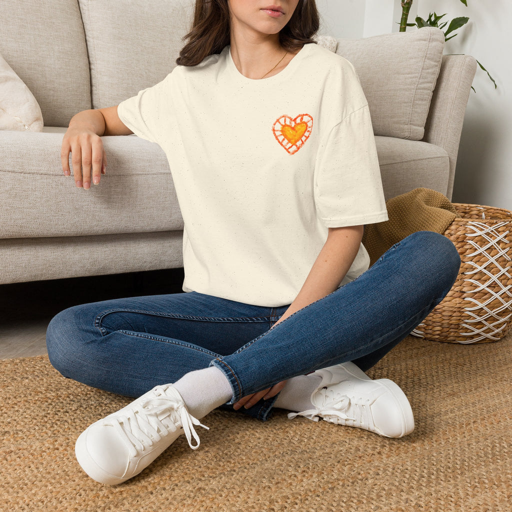 Hand-Drawn Orange Heart Snail T-Shirt — Halloween Snail with Pumpkin Shell