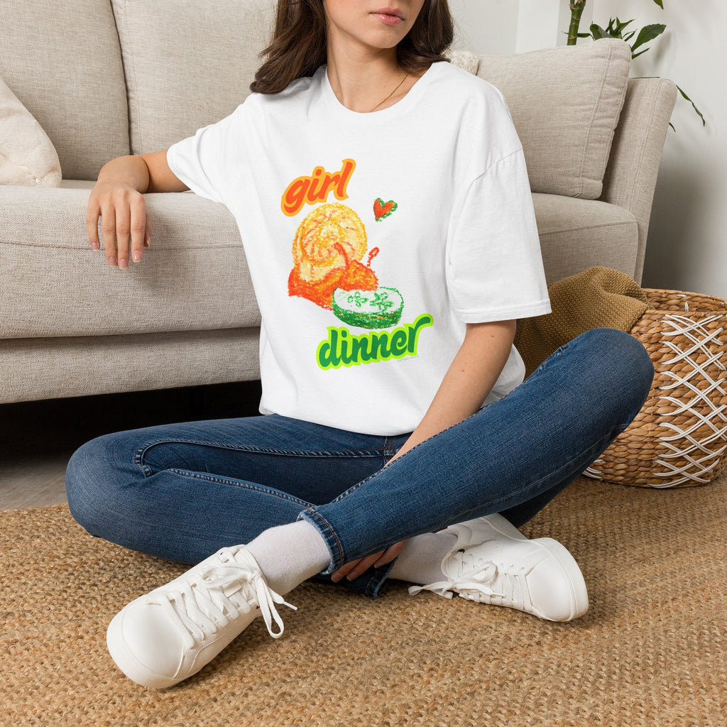 Girl Dinner T‑Shirt — Cute Retro Snail and Cucumber Graphic Tee