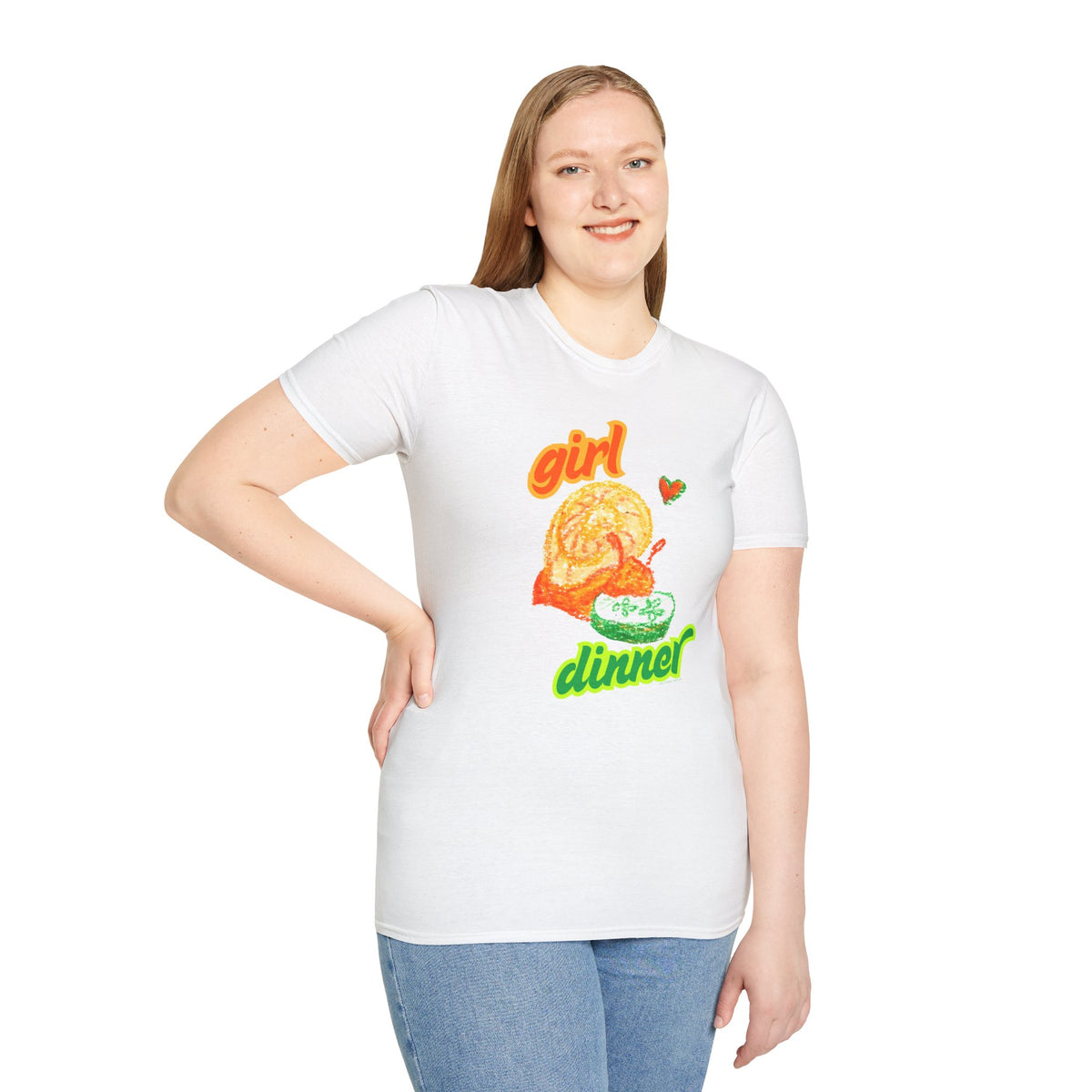 Girl Dinner T‑Shirt — Cute Retro Snail and Cucumber Graphic Tee