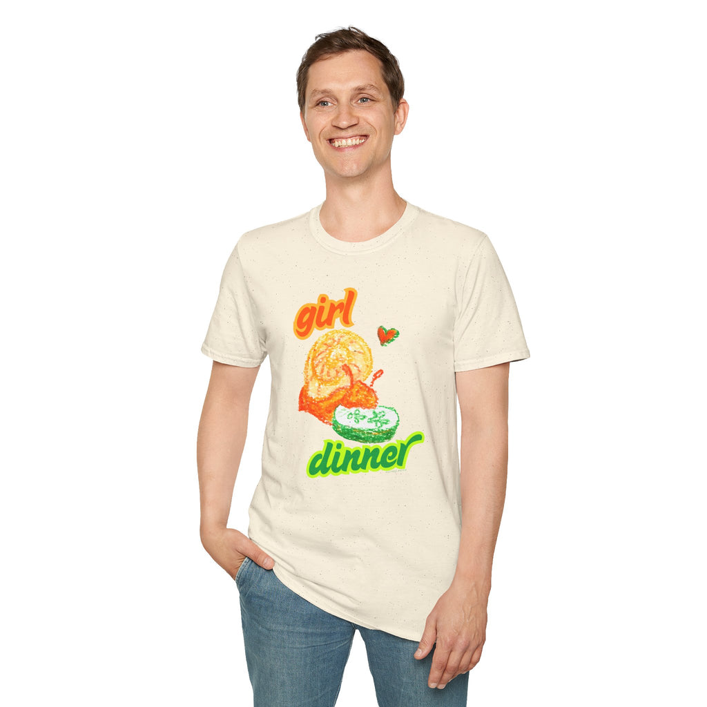 Girl Dinner T‑Shirt — Cute Retro Snail and Cucumber Graphic Tee