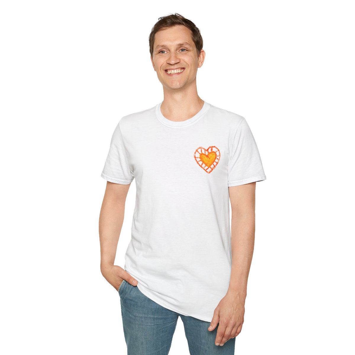 Hand-Drawn Orange Heart Snail T-Shirt — Halloween Snail with Pumpkin Shell